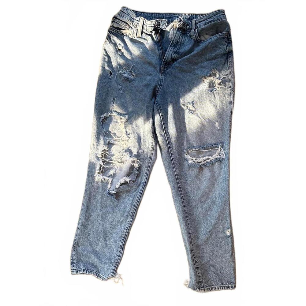 H&M Ripped Denim Mom Jeans - Size 8